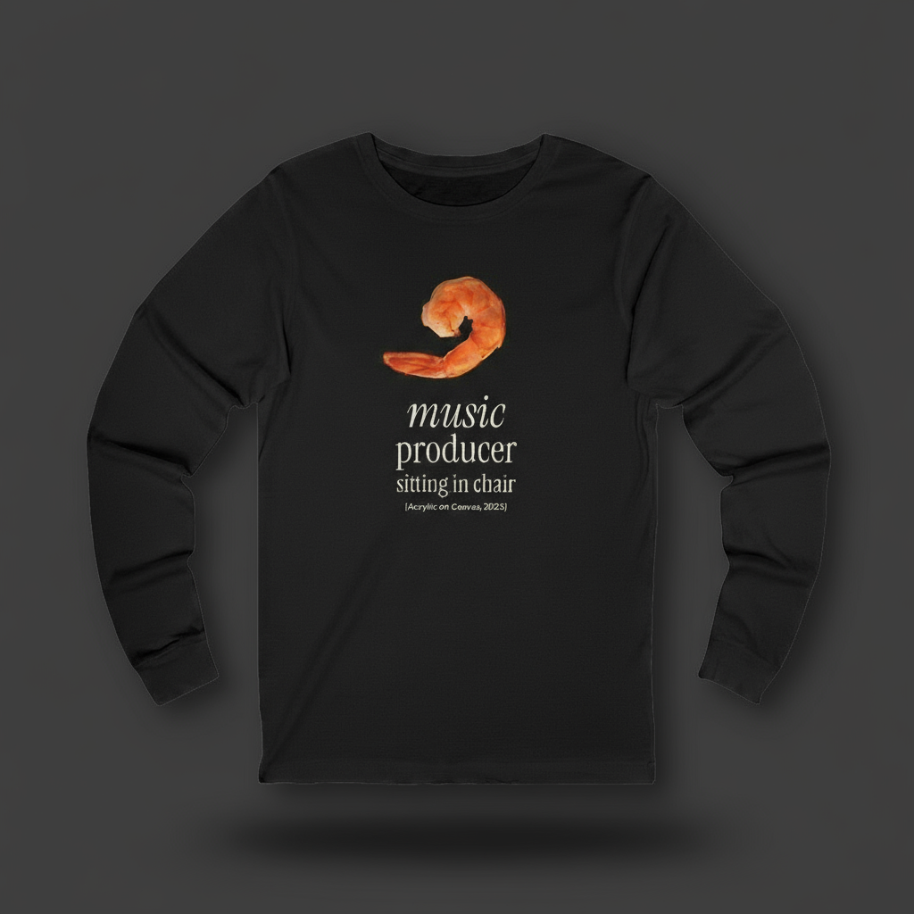 Music Producer Sitting In Chair [Acryllic On Canvas, 2025] - Shrimp Posture Long-Sleeve T-Shirt