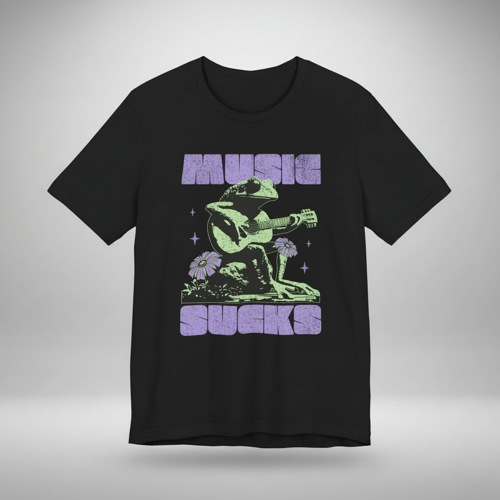 Music Sucks - Whimsy Frog Guitar Tee