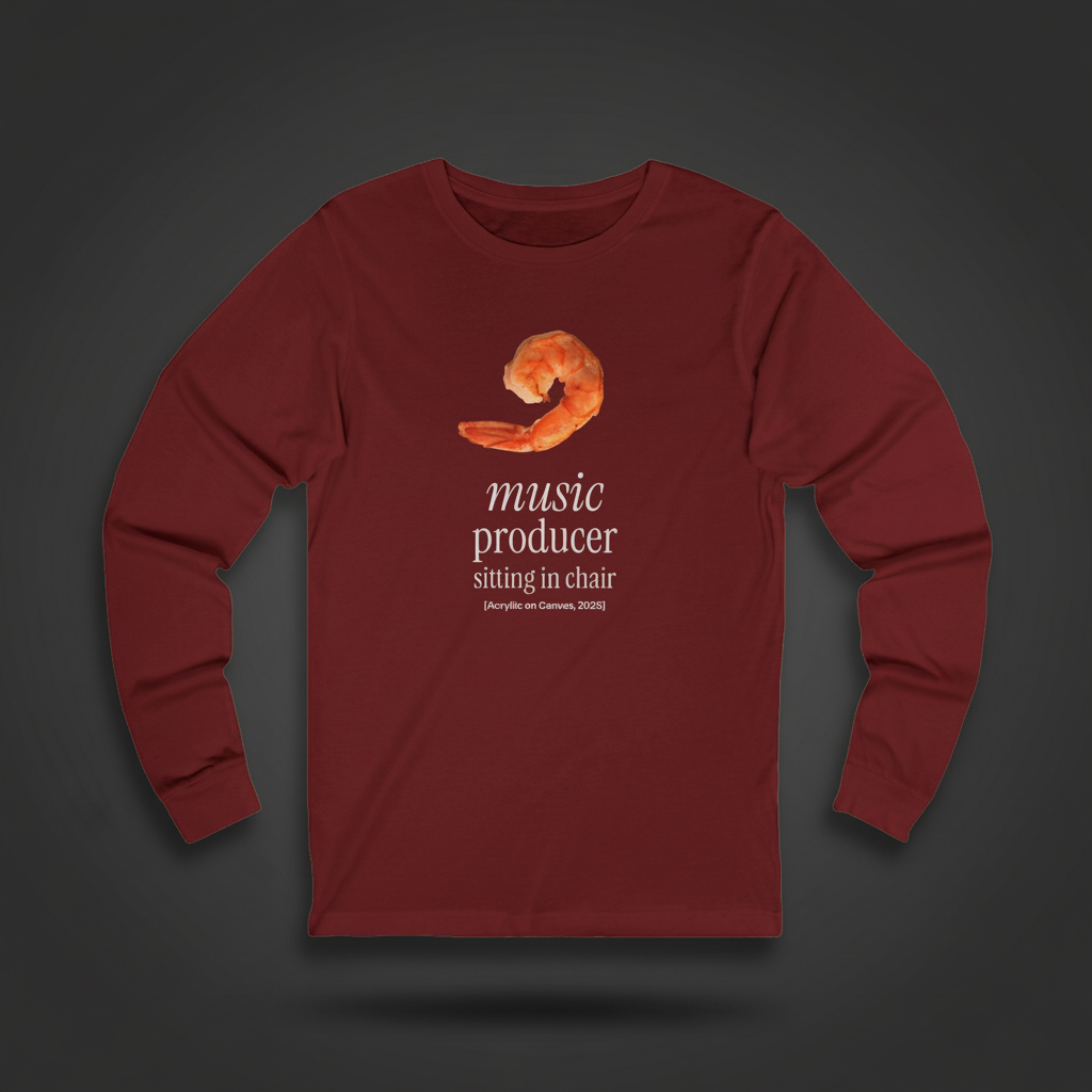 Music Producer Sitting In Chair [Acryllic On Canvas, 2025] - Shrimp Posture Long-Sleeve T-Shirt