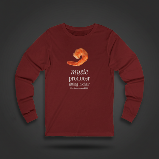 Music Producer Sitting In Chair [Acryllic On Canvas, 2025] - Shrimp Posture Long-Sleeve T-Shirt